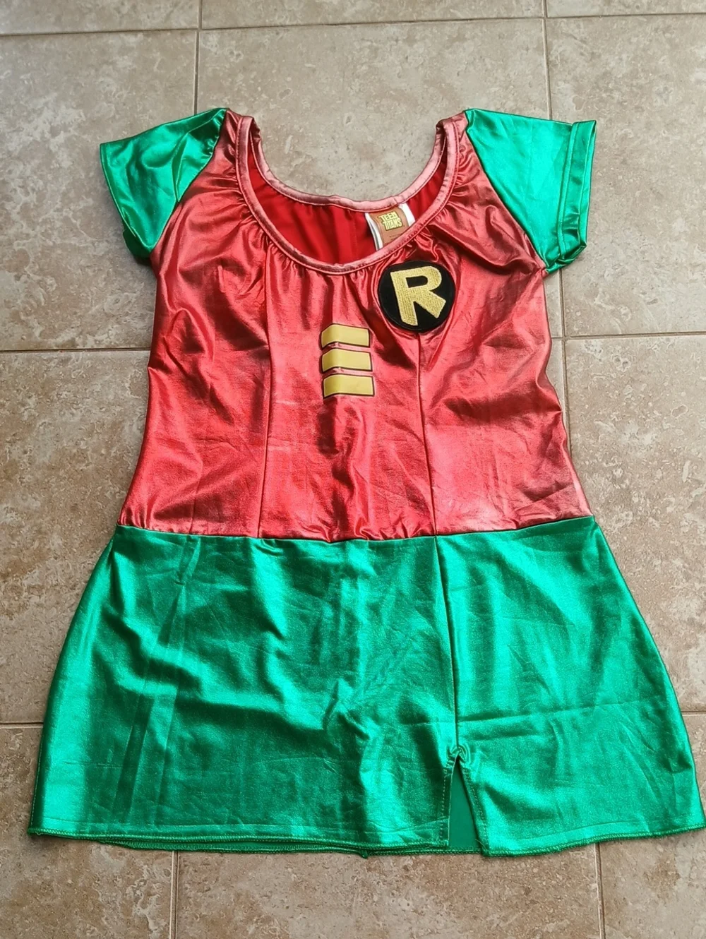 Teen Titan Robin Metallic Superhero Mini Dress Cosplay Halloween Costume